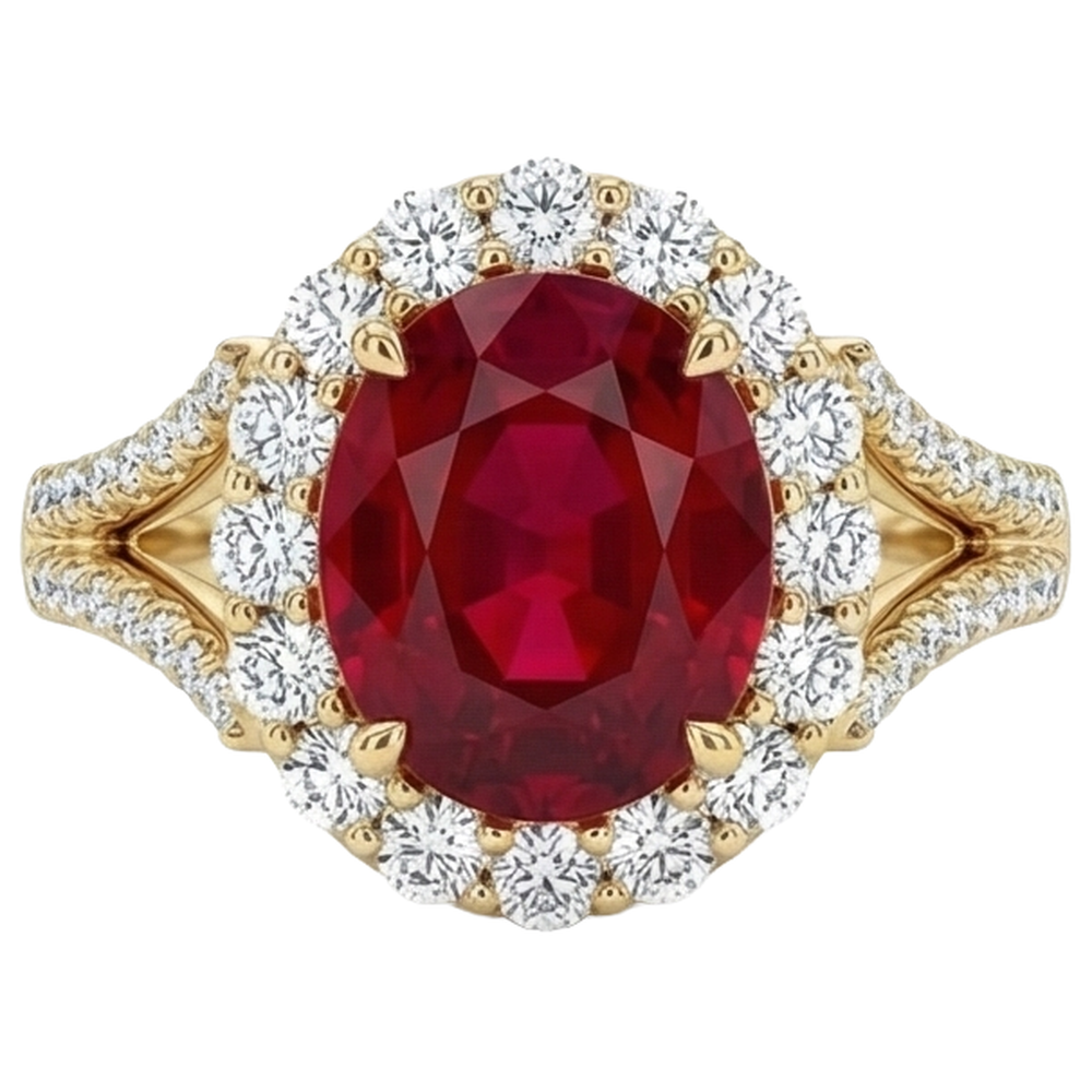 vero oval diamante 7.25carati anello vista frontale