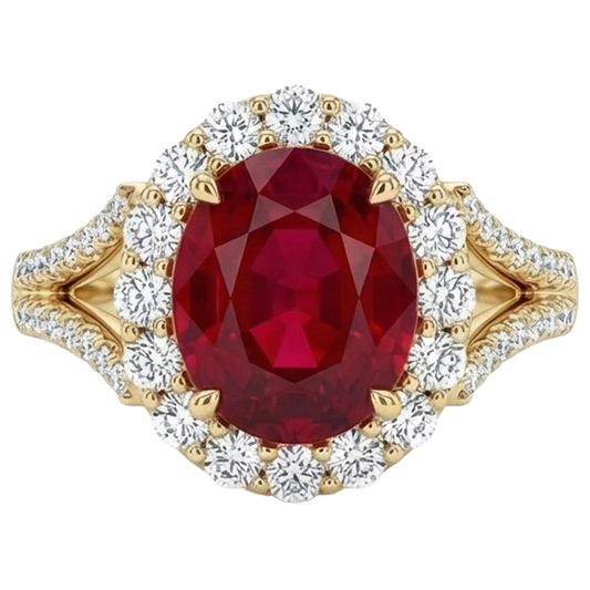 vero oval diamante 7.25carati anello vista frontale