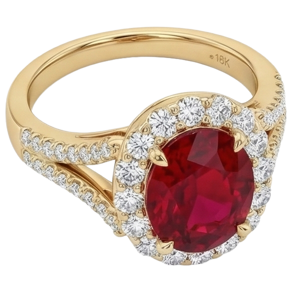 vero oval diamante 7.25carati anello angolo laterale