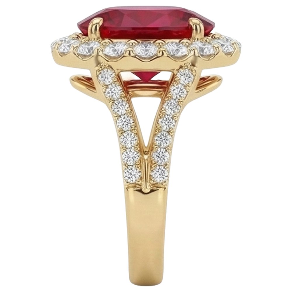 vero oval diamante 7.25carati anello vista dall'alto