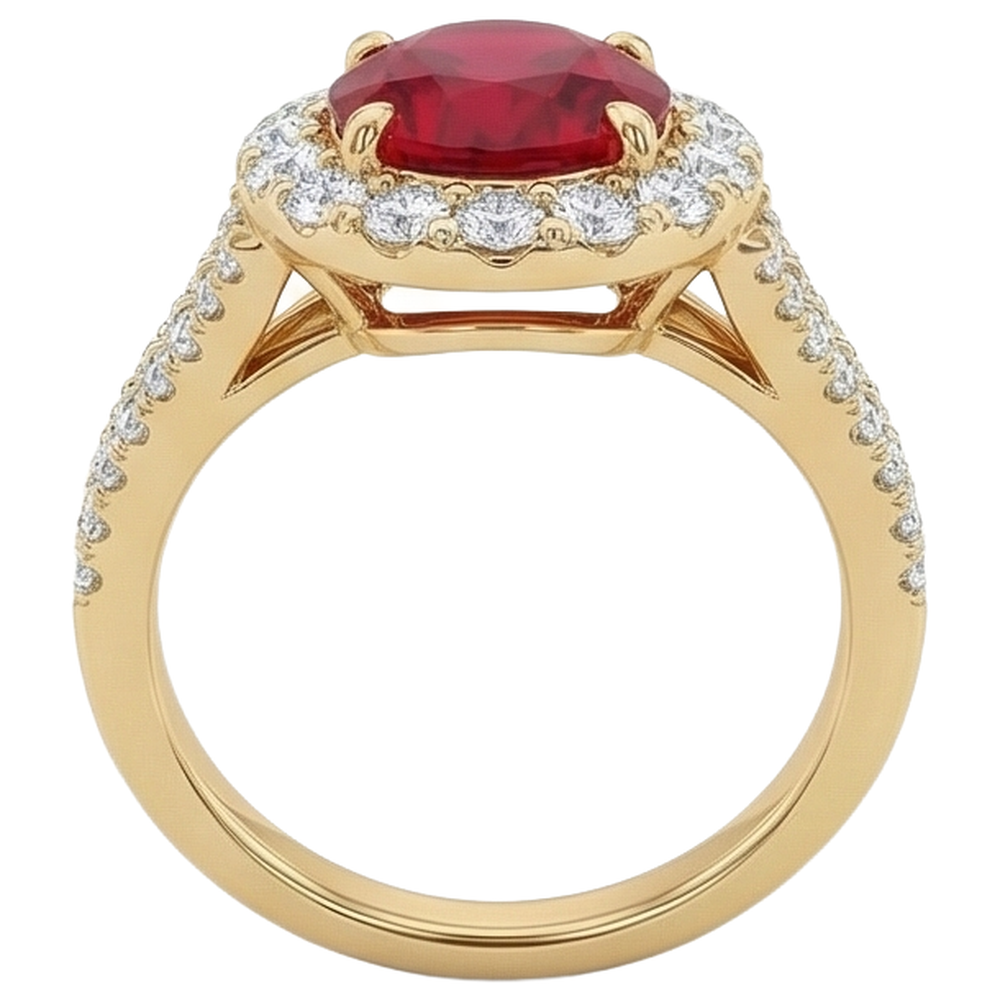 vero oval diamante 7.25carati anello vista di profilo