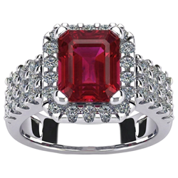 7.50 carati rubino rosso a forma di smeraldo con gioielli in oro con anello di diamanti
