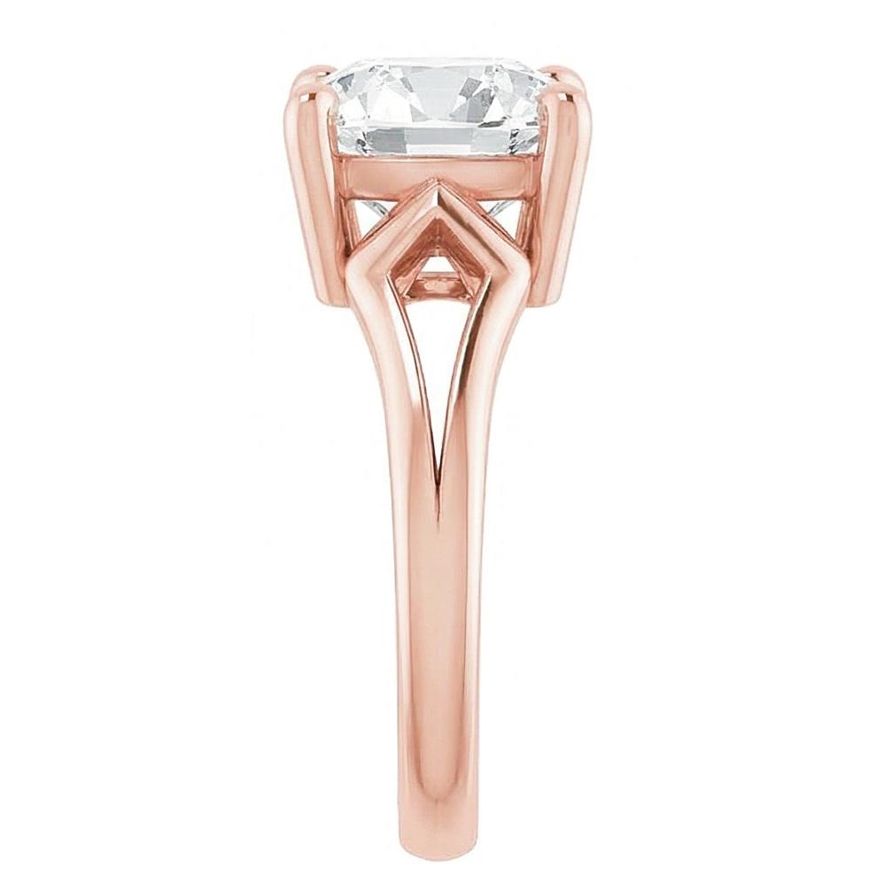 Diamante Fine Taglio Cushion Solitario di Fidanzamento in Oro Rosa 14K – vista profilo