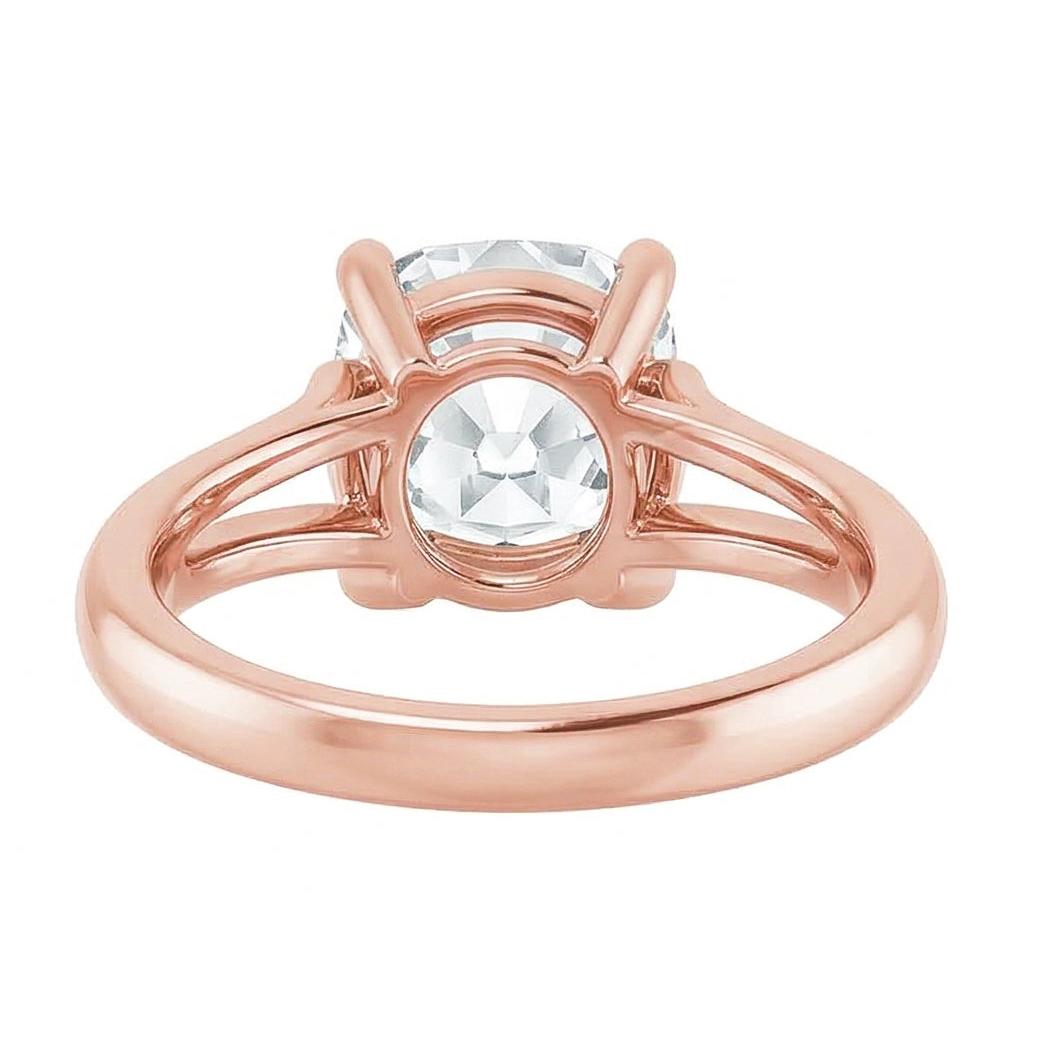 Diamante Fine Taglio Cushion Solitario di Fidanzamento in Oro Rosa 14K – vista dall'alto