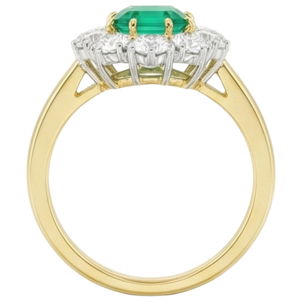 7 carati verde smeraldo diamante anello nuziale oro 14k