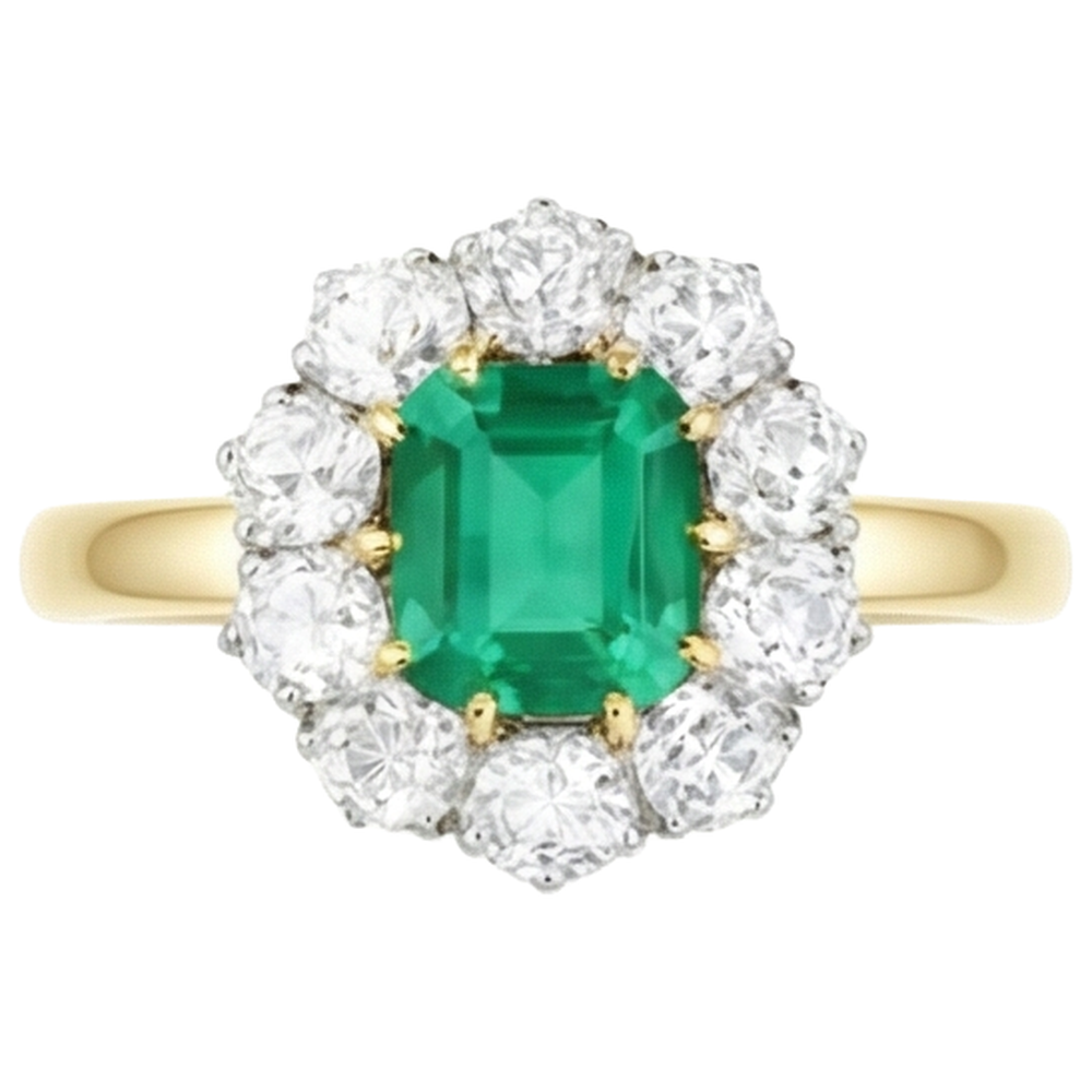 7 carati verde smeraldo diamante anello nuziale oro 14k