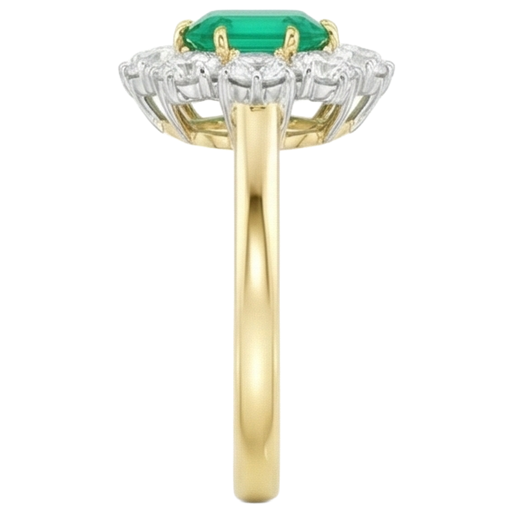 7 carati verde smeraldo diamante anello nuziale oro 14k