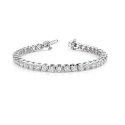 7.40 Carati Taglio Rotondo Bracciale Vero Diamanti Nuovo Oro Bianco 14K