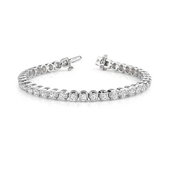 7.40 Carati Taglio Rotondo Bracciale Vero Diamanti Nuovo Oro Bianco 14K