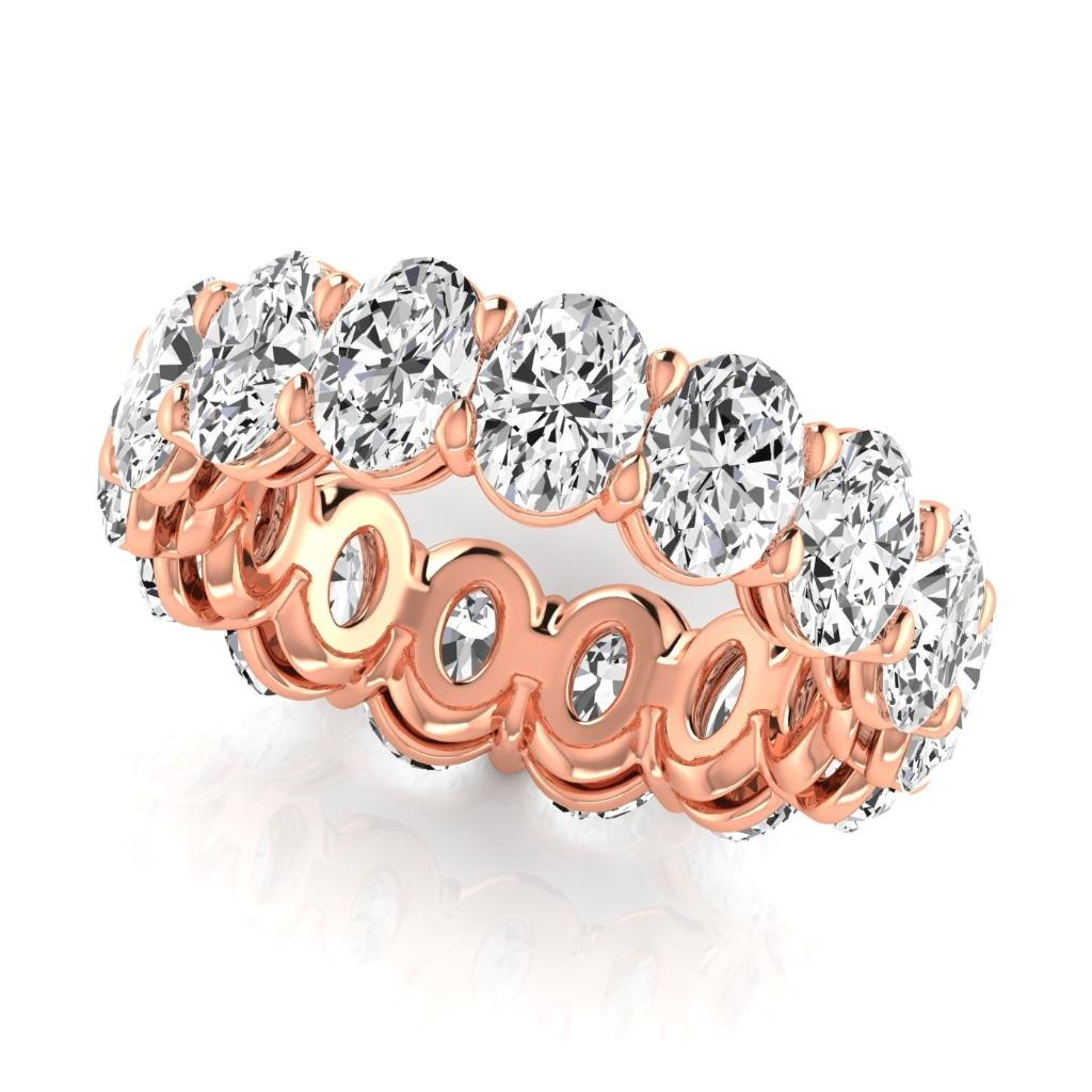 Brillante Taglio Ovale Eternity Band in Oro 14 Carati Rosa – vista laterale