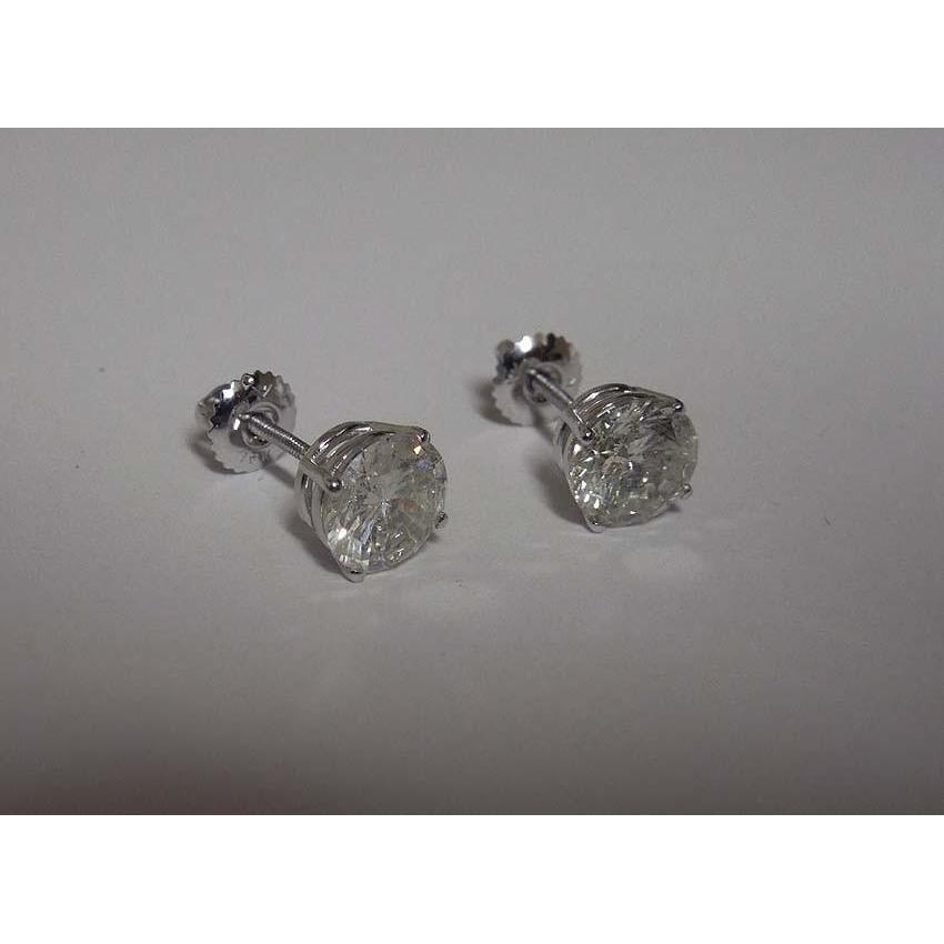 7.60 Ct. Orecchino A Bottone Con Naturale Diamanti Taglio Rotondo Orecchino In Platino Con Diamanti Grandi