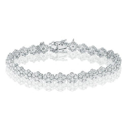 7.80 Carati Taglio Rotondo Splendido Bracciale Donna Oro Bianco 14K Con Vero Diamanti