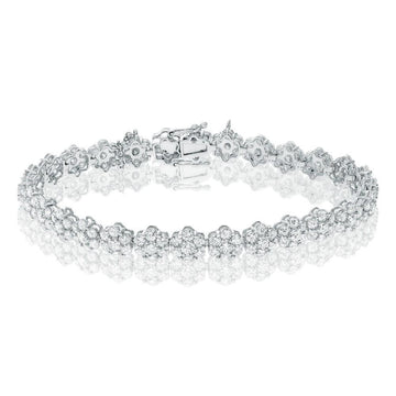 7.80 Carati Taglio Rotondo Splendido Bracciale Donna Oro Bianco 14K Con Vero Diamanti