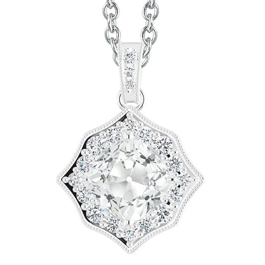 Pendente a Goccia Oro Bianco 14K con Diamante Fine – vista principale