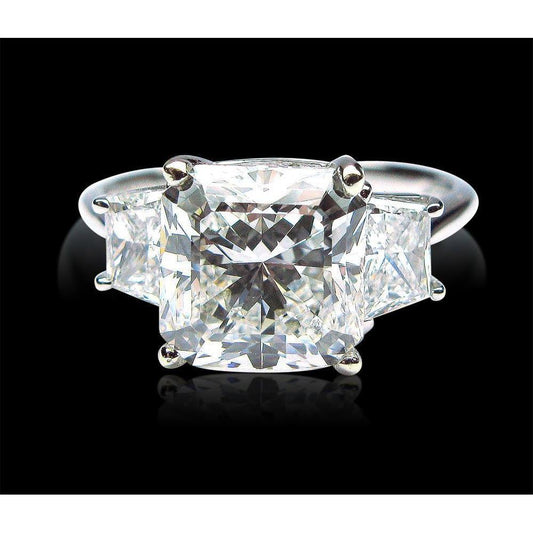 7 Carati Anello Di Naturale Diamanti Radianti E Trapezoidali Con Tre Pietre