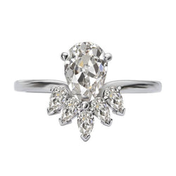 7 Carati Marquise & Pear Vecchio Minatore Naturale Diamante Ring Crown Style Gold