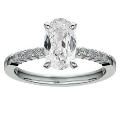 7 Carati Ovale Anello di Vero Diamante