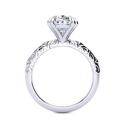 Diamante Fine Anello Monopietra 5,50-carati Oro Bianco 14K – vista frontale