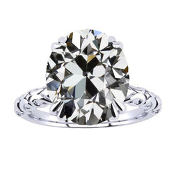 Realizzato a mano Cuscino Antico Diamante Fine Anello Monopietra