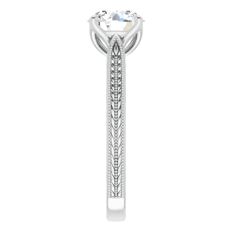 Anello Monopietra Oro Bianco 14K con Diamante – vista laterale