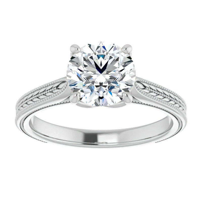 Anello Monopietra Oro Bianco 14K con Diamante – vista angolare