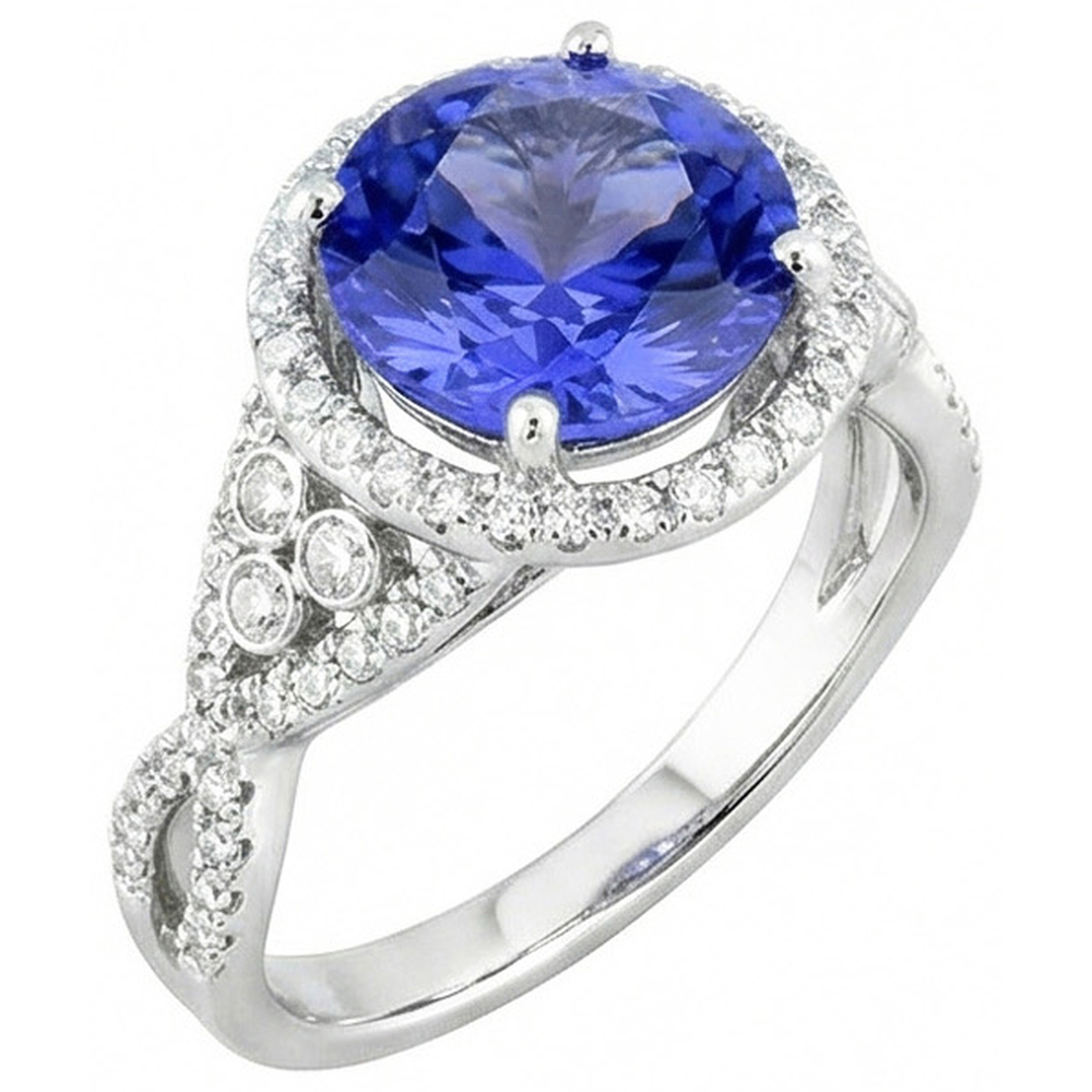 vero round diamante 8.01carati anello angolo laterale