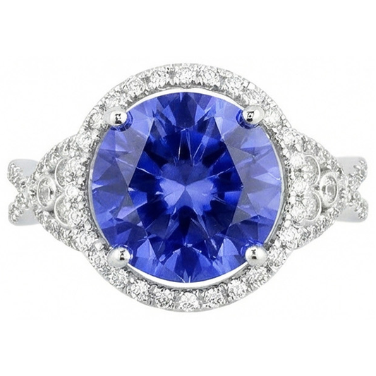 vero round diamante 8.01carati anello vista frontale
