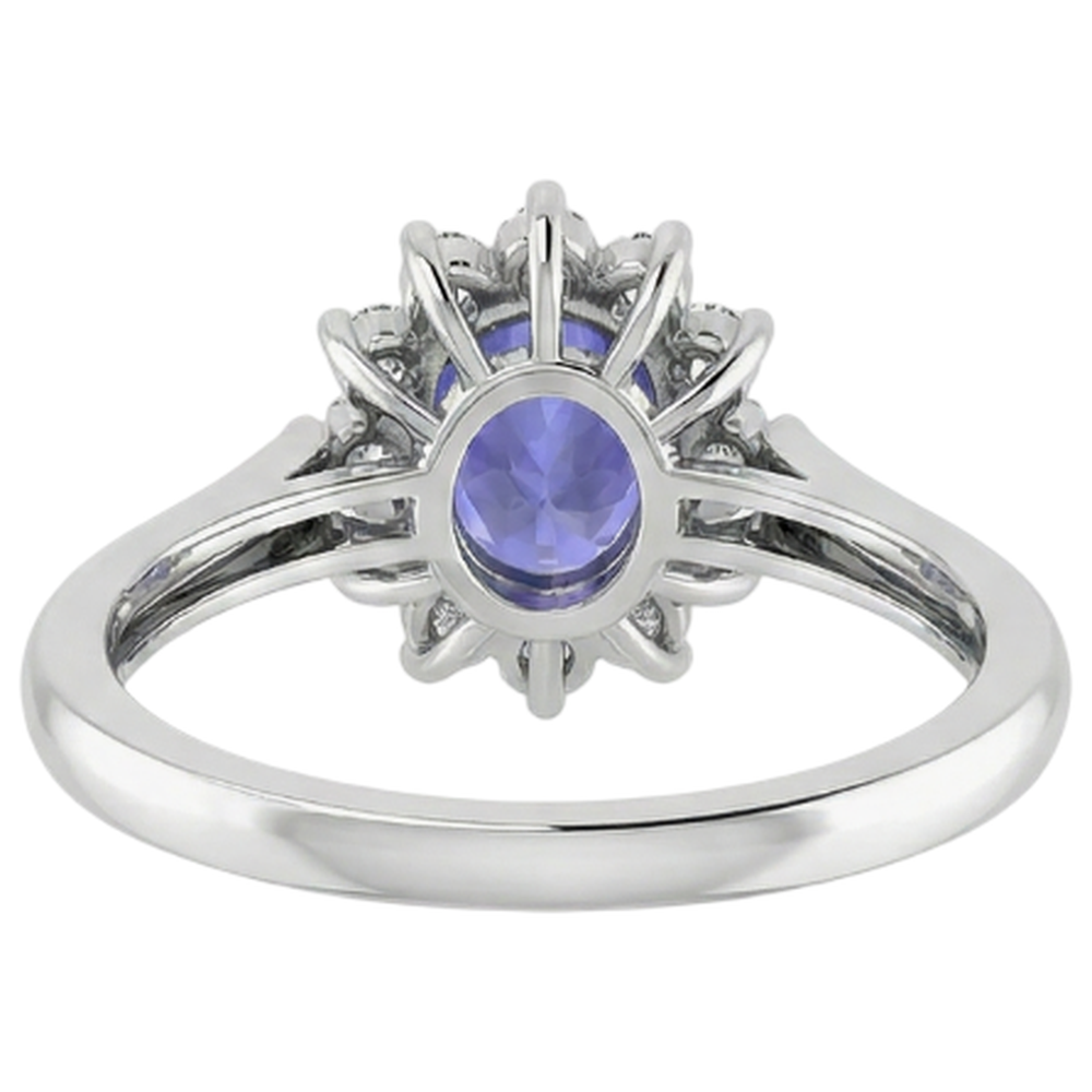 8.25 Carati Tanzanite Con Diamanti Naturali Autentici ( non creati in laboratorio ) Fede Nuziale Oro Bianco 14K