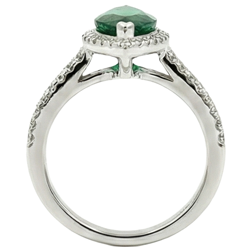 8.50 carati verde smeraldo con anello di diamanti in oro bianco gioielleria raffinata