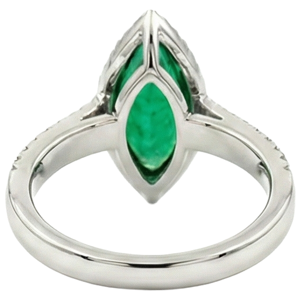 8.50 carati verde smeraldo con anello di diamanti in oro bianco gioielleria raffinata