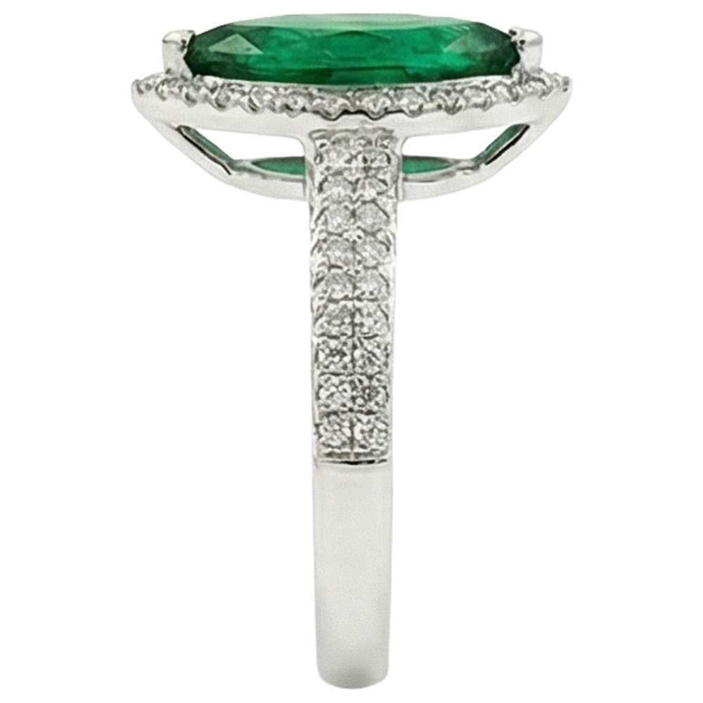 8.50 carati verde smeraldo con anello di diamanti in oro bianco gioielleria raffinata
