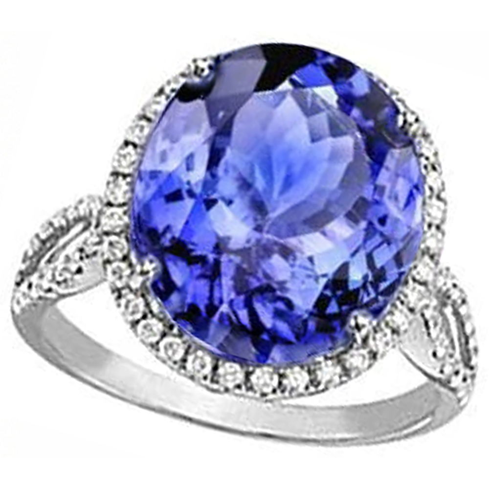 vero round tanzanite 8.65carati fede eternity angolo laterale
