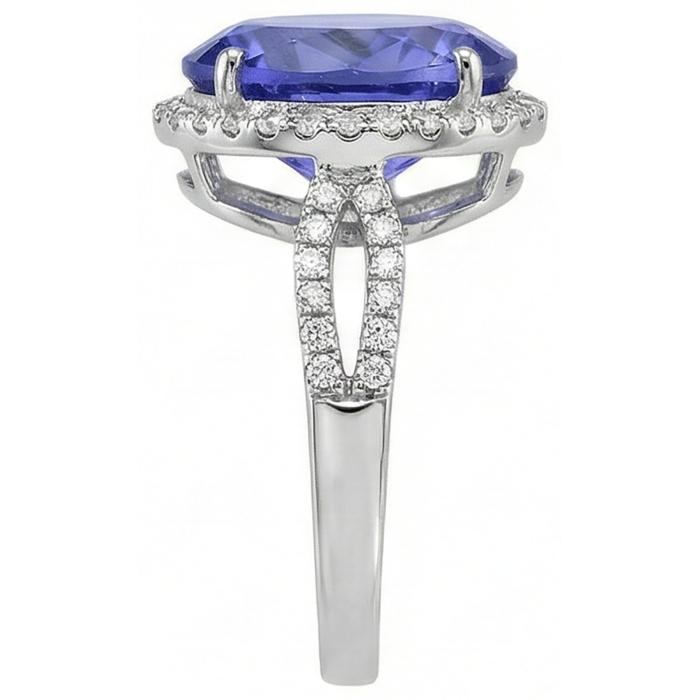 vero round tanzanite 8.65carati fede eternity vista di profilo