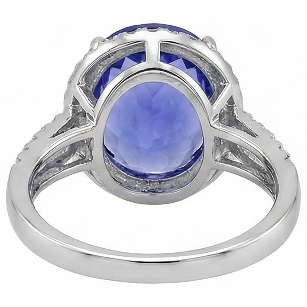 vero round tanzanite 8.65carati fede eternity su bianco