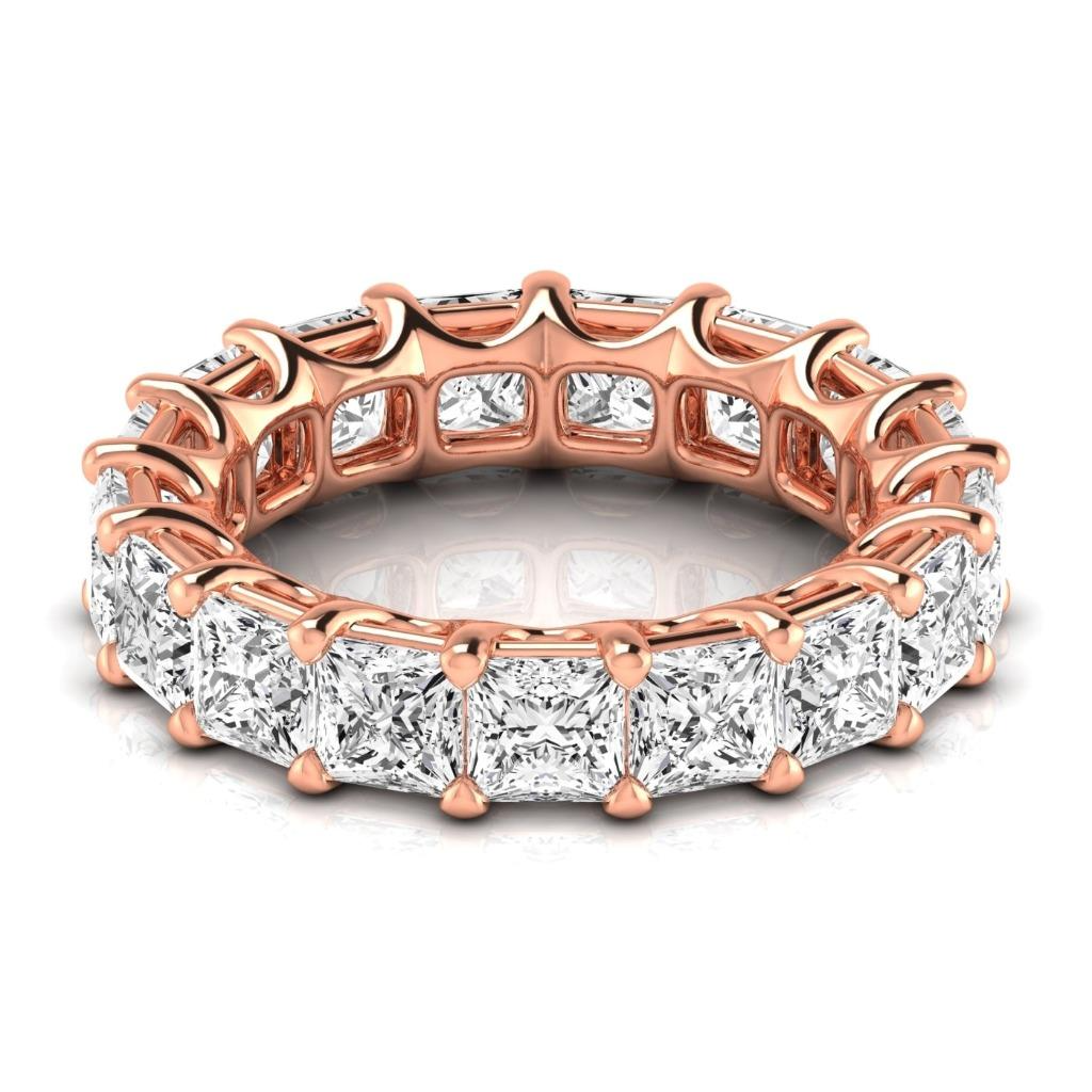 Diamante Fine Princess Eternity Band in Oro Rosa 14K – vista frontale