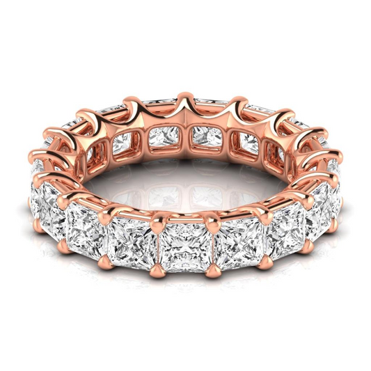 Diamante Fine Princess Eternity Band in Oro Rosa 14K – vista frontale