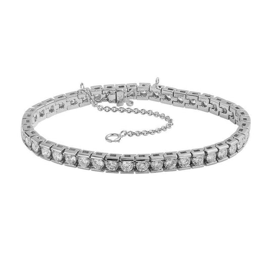 8.80 Ct. Bracciale Tennis Con Canale Di Genuino Diamanti In Oro Bianco 14K