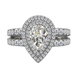 Diamante Fine Anello con Pavé Halo – Oro Bianco 14K 2 carati