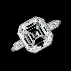 8 Carati Anello Vero Diamante Asscher