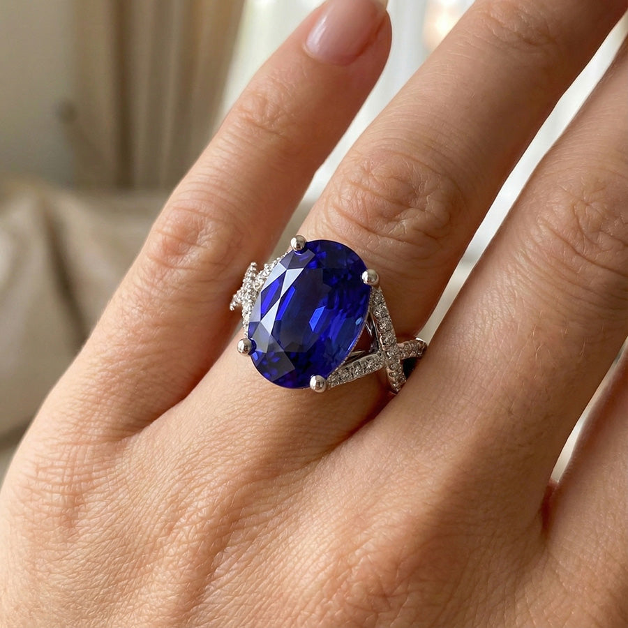 8 Carati Zaffiro Anello di Fidanzamento