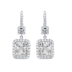 Diamante Fine Orecchini Pendenti 2 carati F/VS1 – Oro Bianco 14K