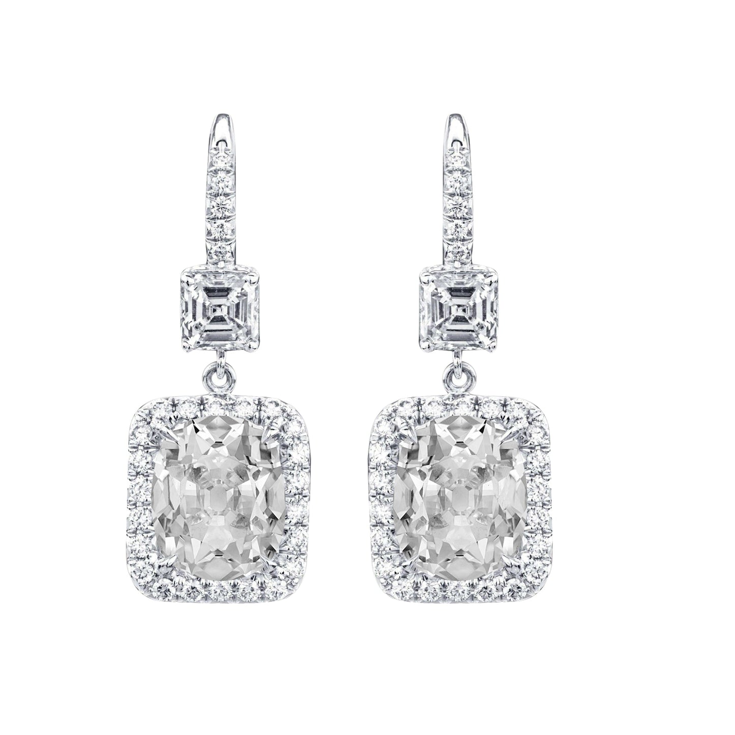 Diamante Fine Orecchini Pendenti 2-carati Oro Bianco 14K – vista principale