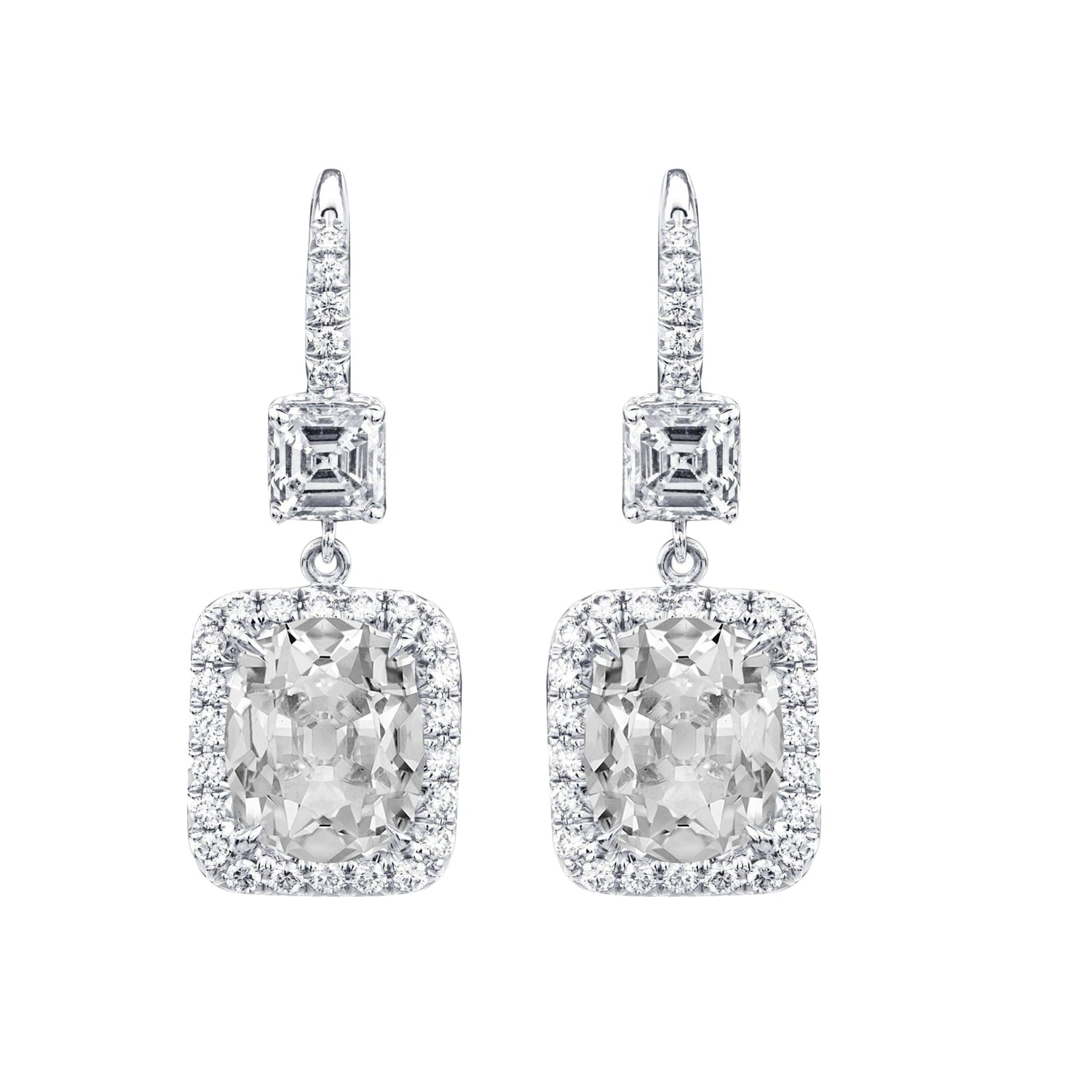 Diamante Fine Orecchini Pendenti 2-carati Oro Bianco 14K – vista principale