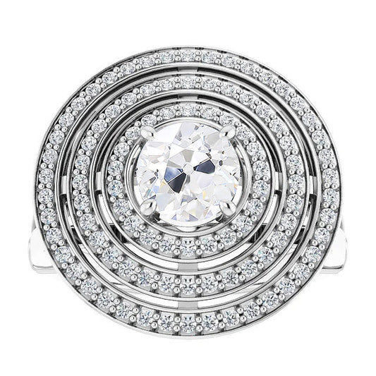Brillante Anello con Pavé Halo 2-carati Oro Bianco 14K – vista principale