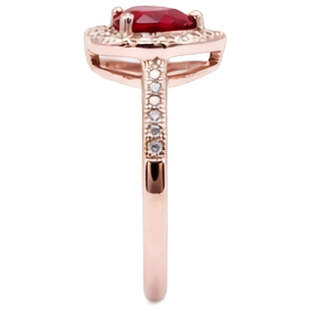 8,50 carati rosso rubino AAA con anello di diamanti in oro rosa 14K