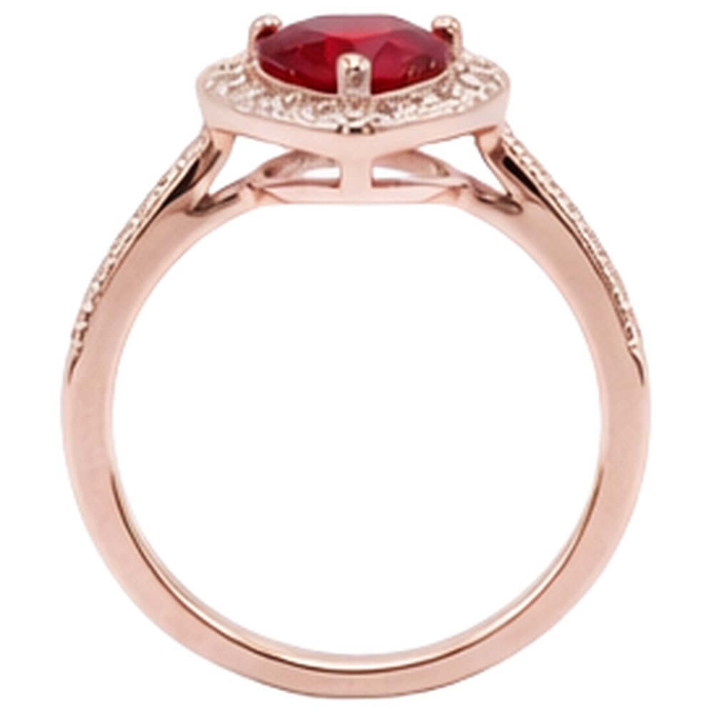8,50 carati rosso rubino AAA con anello di diamanti in oro rosa 14K