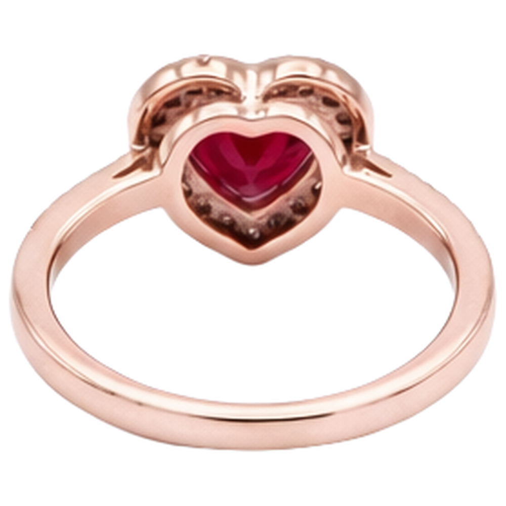 8,50 carati rosso rubino AAA con anello di diamanti in oro rosa 14K