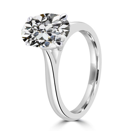 Diamante Fine Solitario di Fidanzamento 4-carati Oro Bianco 14K – vista laterale
