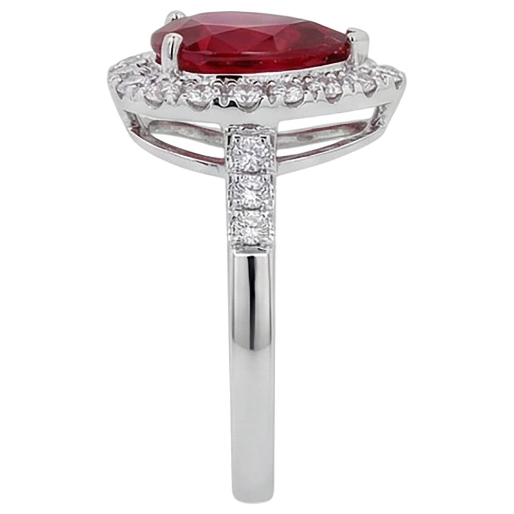 9.50 carati rubino con accenti diamante anello nuziale oro bianco 14k