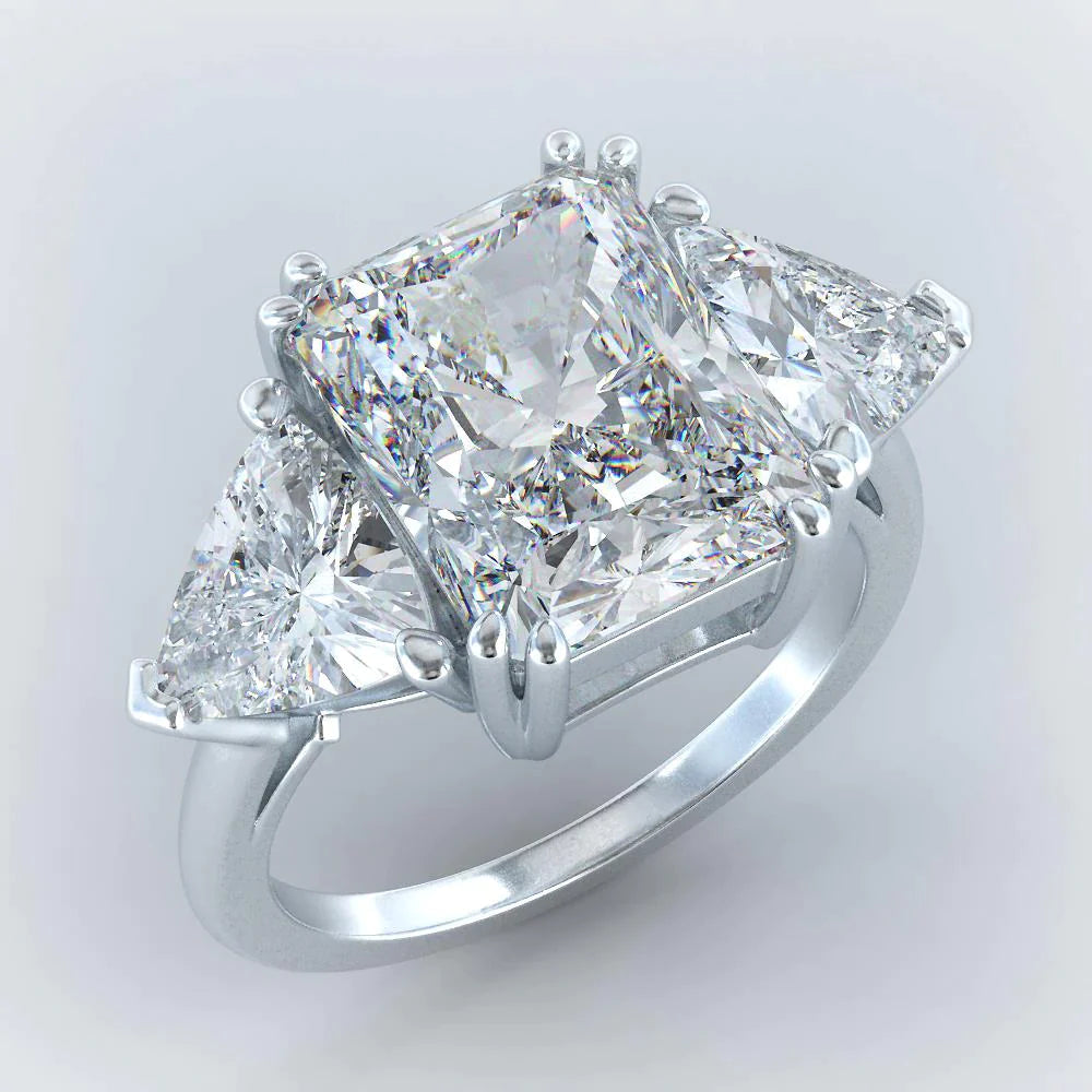 9 Carati Radiante Trilliant Anello Di Vero Diamante